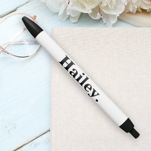 Bolígrafo De Tinta Negra Monograma Clásico Elegante Mínimo Blanco Negro Nom (Subido por el creador)