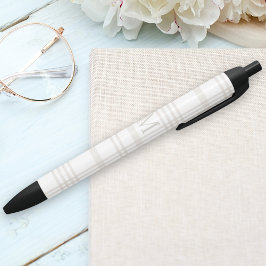 Bolígrafo De Tinta Negra Monograma Clásico Elegante Mínimo Placa Inicial