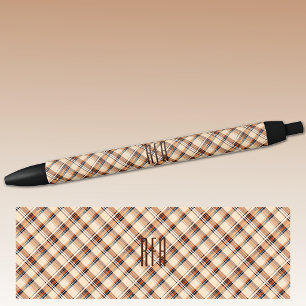 Bolígrafo De Tinta Negra Monograma Cuadro diagonal de verano-otoño Tinta