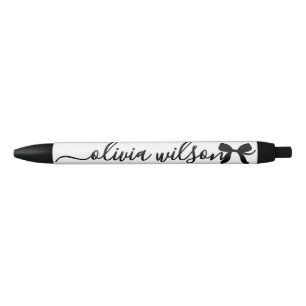Bolígrafo De Tinta Negra Monograma de Black Cuquette Bow