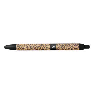 Bolígrafo De Tinta Negra Monograma de impresión Cute Leopard