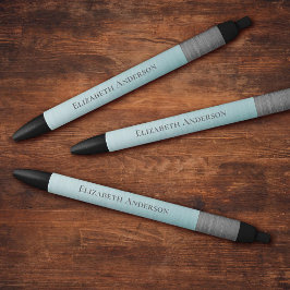 Bolígrafo De Tinta Negra Monograma de nombre minimalista moderno azul teal 