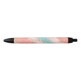 Bolígrafo De Tinta Negra Monograma de oro de color verde rosa Charm Pastel