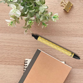 Bolígrafo De Tinta Negra Monograma de patrón geométrico moderno amarillo y 