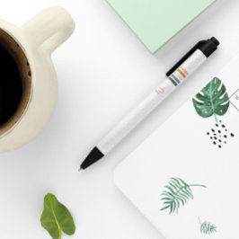 Bolígrafo De Tinta Negra Monograma de rayas retro chic