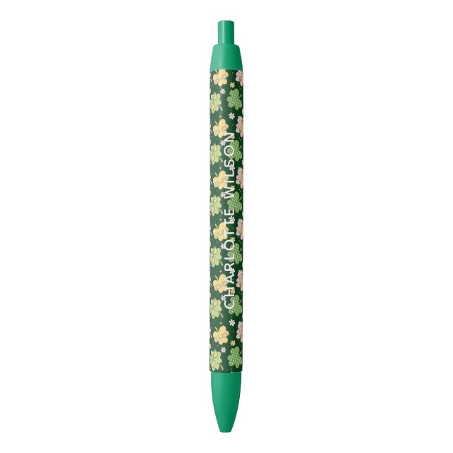 Bolígrafo De Tinta Negra Monograma del Día de San Patricio (Frente vertical)