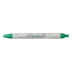 Bolígrafo De Tinta Negra Monograma del nombre de guión floral vintage