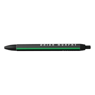 Bolígrafo De Tinta Negra Monograma fino de los militares de la Línea Verde