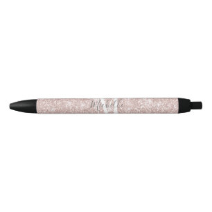 Bolígrafo De Tinta Negra Monograma Glam Purpurina Sparkle