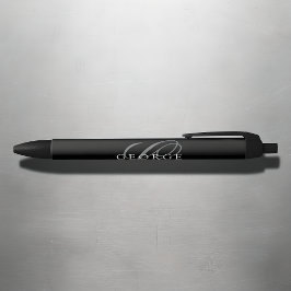 Bolígrafo De Tinta Negra Monograma gris negro moderno