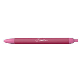 Bolígrafo De Tinta Negra Monograma minimalista rosa cereza