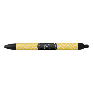 Bolígrafo De Tinta Negra Monograma negro amarillo del modelo el de