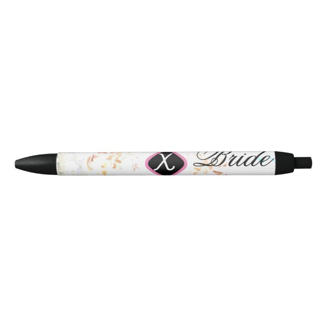 Bolígrafo De Tinta Negra Monograma Novia Lápiz de tinta negra (Anverso)