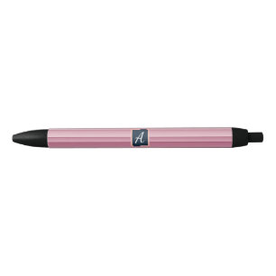 Bolígrafo De Tinta Negra Monograma personalizado gradiente rosa vertical