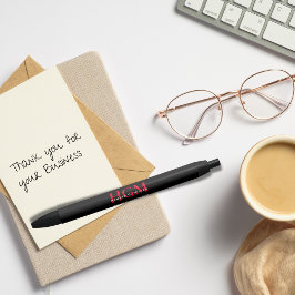 Bolígrafo De Tinta Negra Monograma profesional de negocios Rojo negro