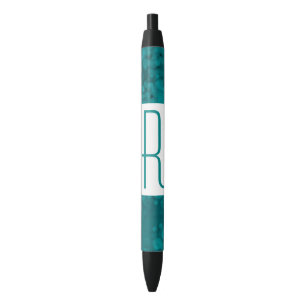 Bolígrafo De Tinta Negra Monograma verde azulado