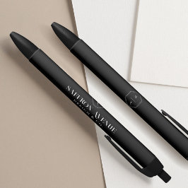 Bolígrafo De Tinta Negra Monograma y nombre del Personalizado elegante negr