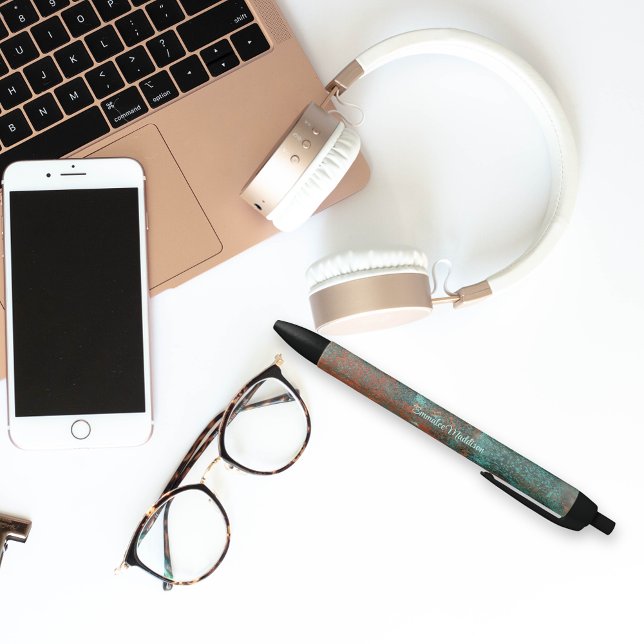 Bolígrafo De Tinta Negra Monogramado de cobre ruso patina (Subido por el creador)