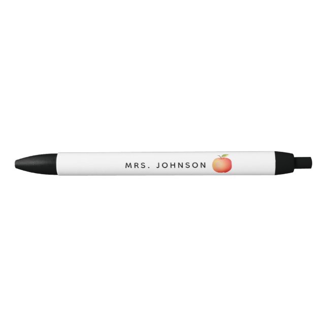 Bolígrafo De Tinta Negra Monogramado maestro de Apple rojo moderno (Anverso)