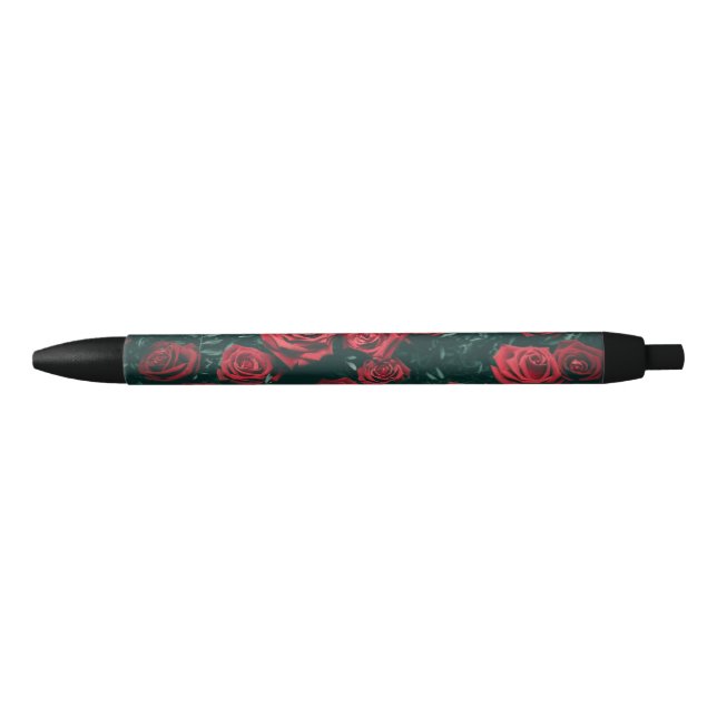 Bolígrafo De Tinta Negra Montón de rosas rojas (Anverso)