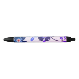 Bolígrafo De Tinta Negra Morado Floral