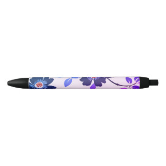 Bolígrafo De Tinta Negra Morado Floral