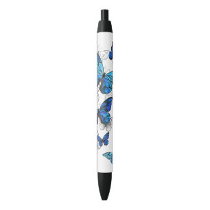 Bolígrafo De Tinta Negra Morfo de las mariposas voladoras azules
