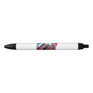 Bolígrafo De Tinta Negra Mujer abstracta colorida con arte de pelo flotante
