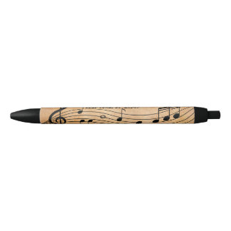 Bolígrafo De Tinta Negra Music School Faux Leather Musical Staff & Notes