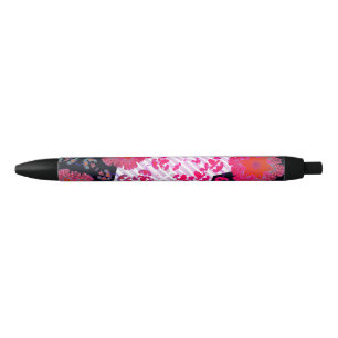 Bolígrafo De Tinta Negra Música de simetría rosa abstracta