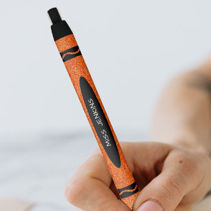 Bolígrafo De Tinta Negra Naranja Crayon Teacher