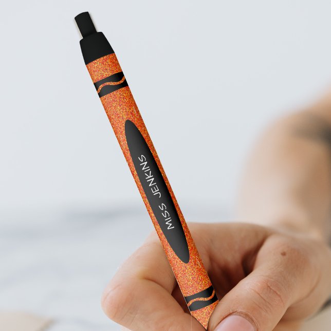 Bolígrafo De Tinta Negra Naranja Crayon Teacher (Orange Crayon Teacher Black Ink Pen)
