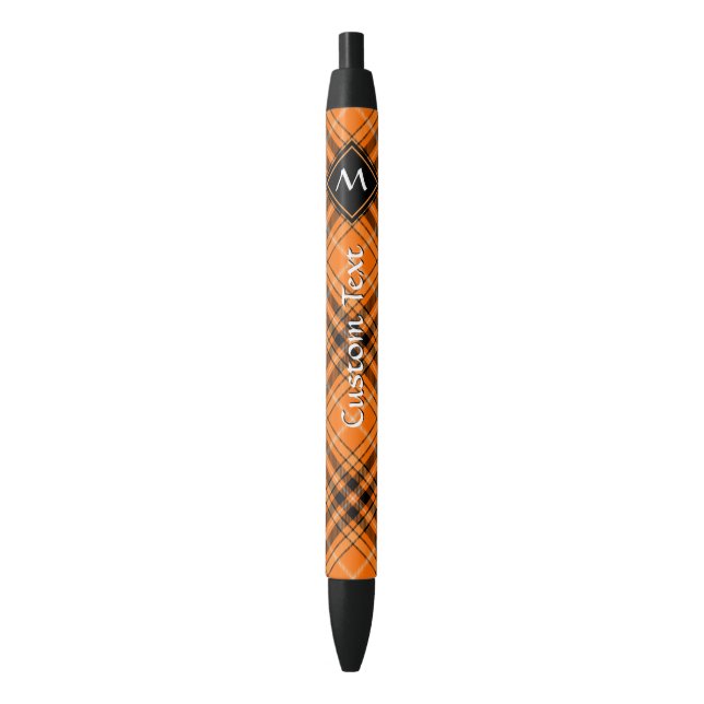 Bolígrafo De Tinta Negra Naranja de Halloween Tartan (Frente vertical)