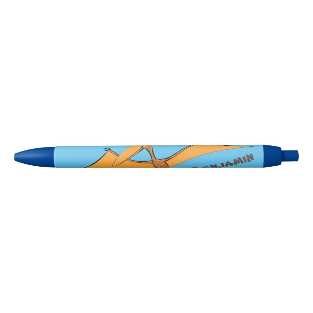 Bolígrafo De Tinta Negra Naranja lindo y gracioso personalizado pterodáctil (Anverso)