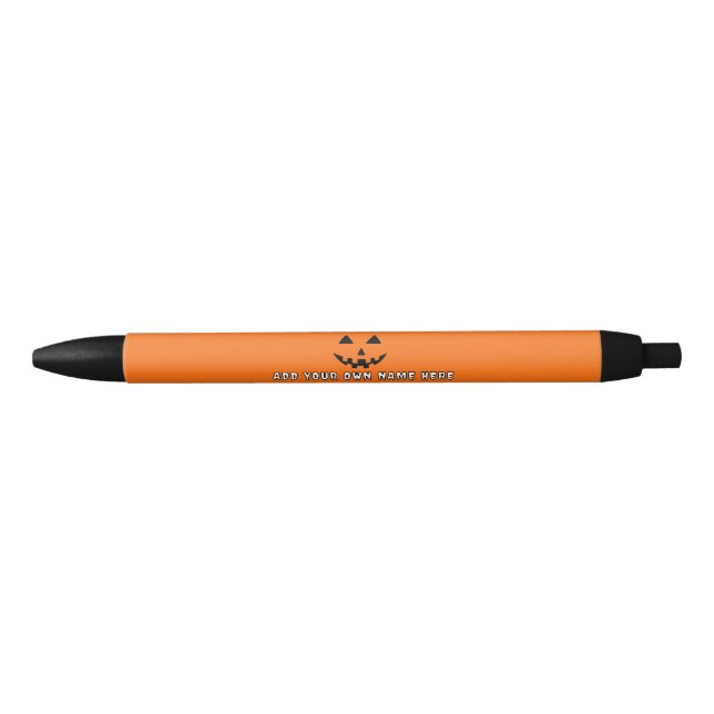 Bolígrafo De Tinta Negra Naranja personalizado Calabaza Halloween su nombre (Anverso)