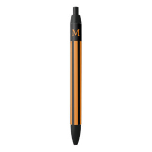 Bolígrafo De Tinta Negra Naranja simple rayado inicial
