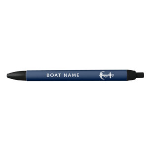 Bolígrafo De Tinta Negra Nautical Anchor Personalizado Nombre Barco Cañón d
