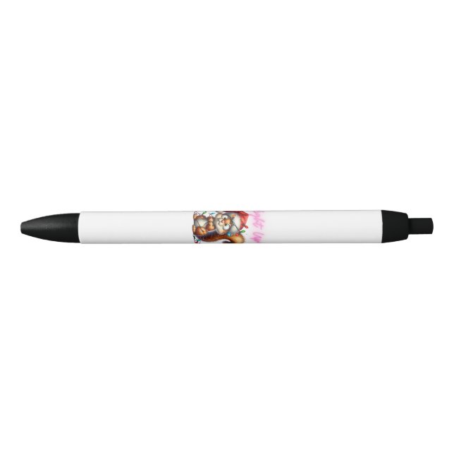 Bolígrafo De Tinta Negra Navidades ardilla con tarjeta de vacaciones divert (Anverso)