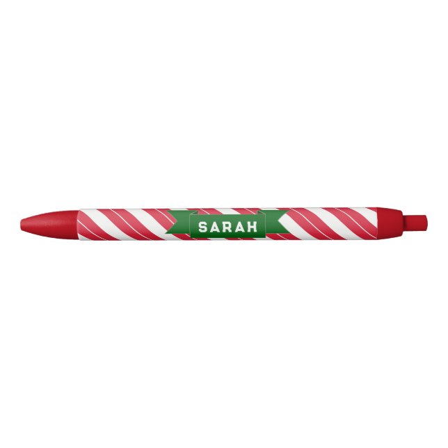 Bolígrafo De Tinta Negra Navidades personalizados Candy Cane (Anverso)
