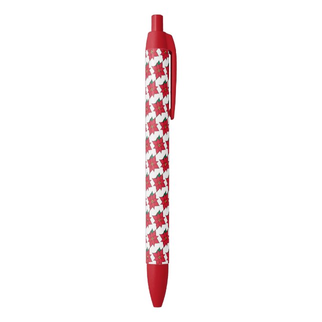 Bolígrafo De Tinta Negra Navidades Poinsettia Holiday Writing Pen Gift (Parte inferior (Vertical))