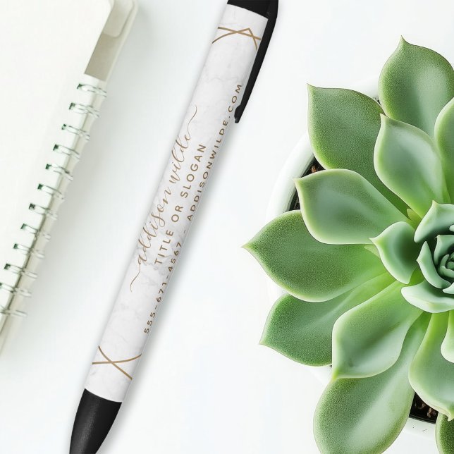 Bolígrafo De Tinta Negra Negocio abstracto de mármol blanco geométrico dora (Subido por el creador)