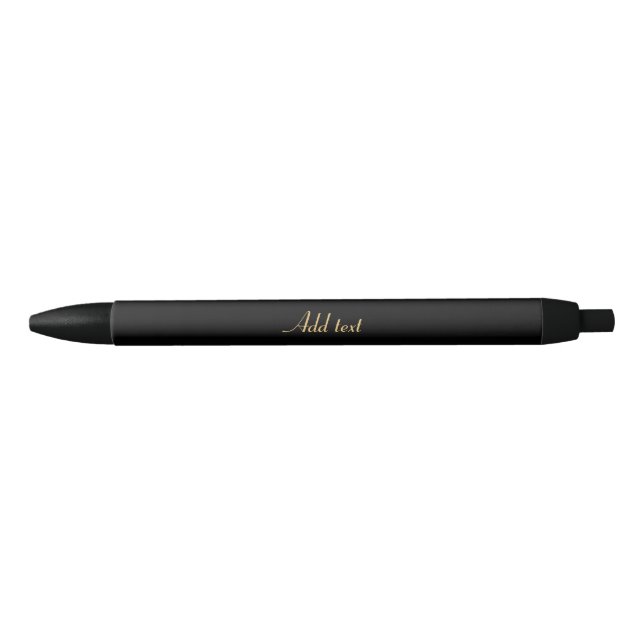 Bolígrafo De Tinta Negra Negro-Negro con plantilla de texto dorado (Anverso)