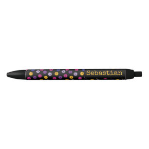 Bolígrafo De Tinta Negra Neon en baloncesto negro, texto personalizado