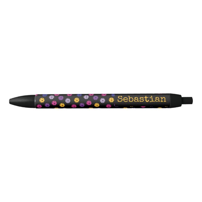 Bolígrafo De Tinta Negra Neon en baloncesto negro, texto personalizado (Anverso)