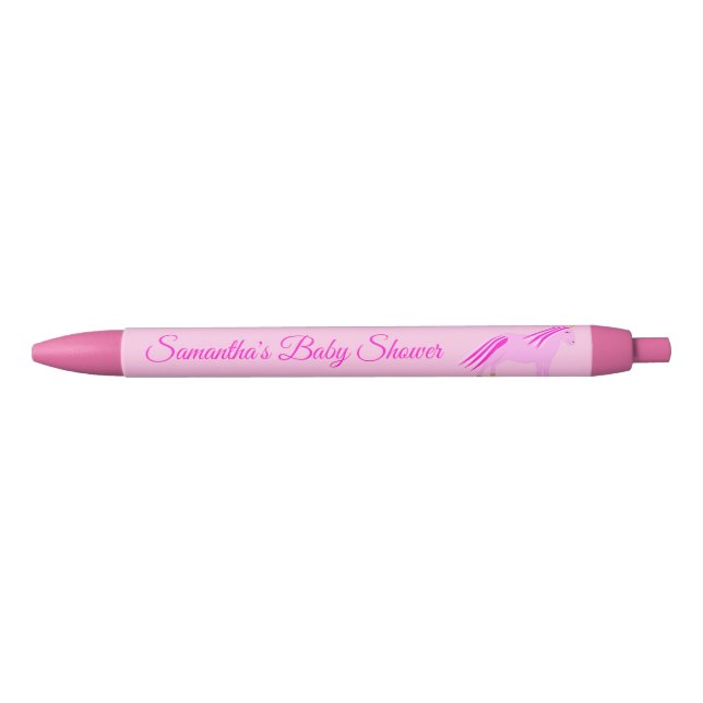 Bolígrafo De Tinta Negra Niña rosa bonito Personalizado de Baby Shower Unic (Anverso)