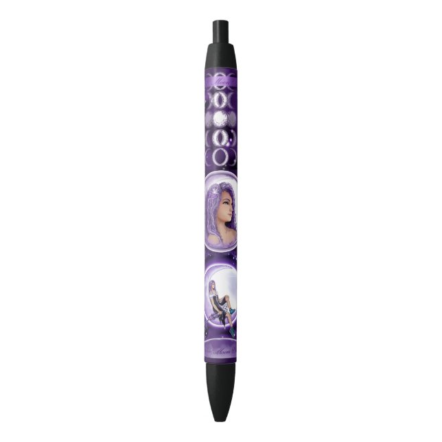 Bolígrafo De Tinta Negra Noche morada (Frente vertical)