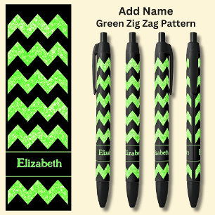 Bolígrafo De Tinta Negra Nombrar el luminoso Zig Verde Zag en negro