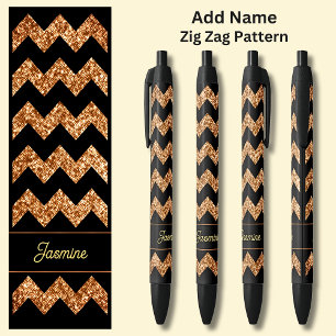 Bolígrafo De Tinta Negra Nombre Bronze Brown Zig Zag en negro