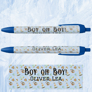 Bolígrafo De Tinta Negra Nombre, Chico oh Chico, Favor de Baby Shower Tinta