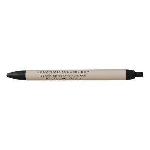 Bolígrafo De Tinta Negra Nombre Compañía de títulos Beige tipográfico